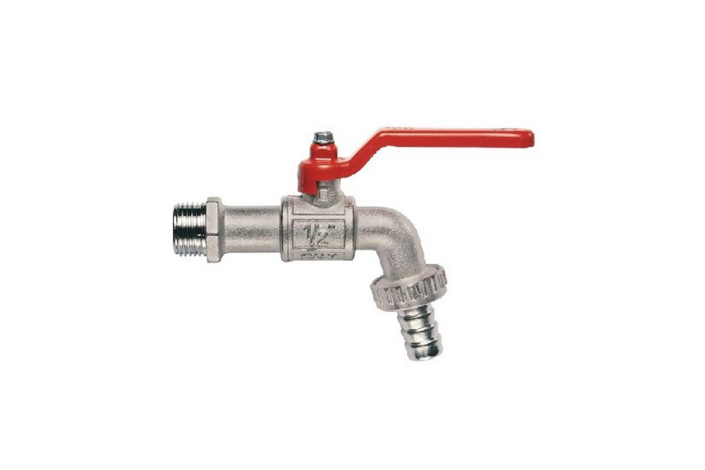 Кран шар. поливочный усилен. 3/4" ВР рыч. латунь никель TIM